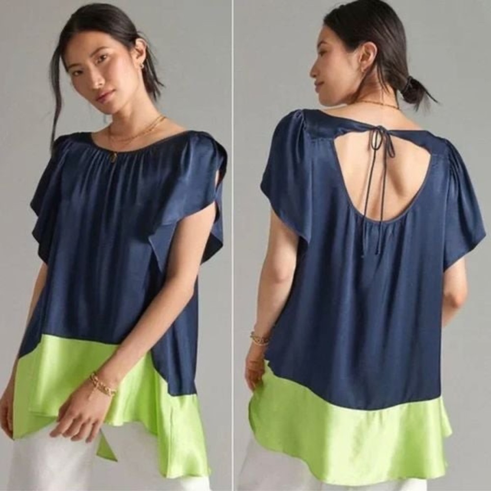 Anthropologie Maeve Colorblocked Tunic Blouse, Size S